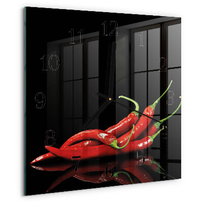 Wanduhr aus glas Chilischoten