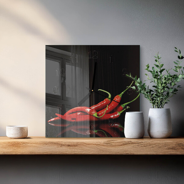 Wanduhr aus glas Chilischoten