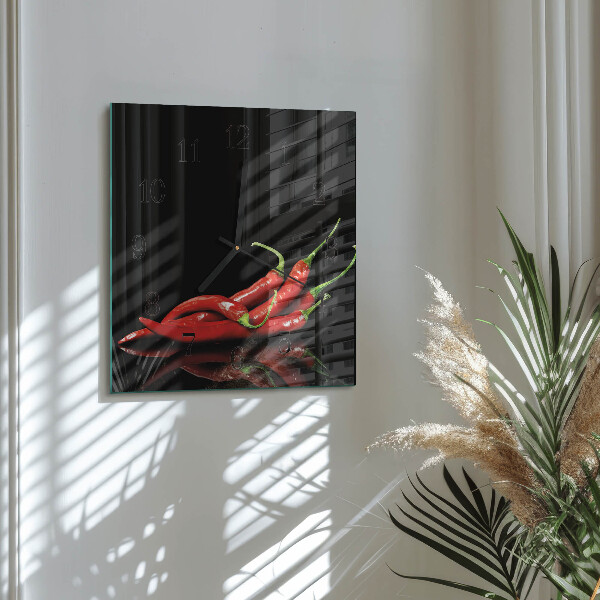 Wanduhr aus glas Chilischoten