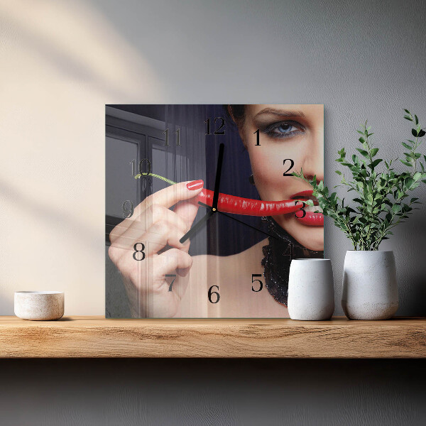 Wanduhr aus glas Chili-Pfeffer