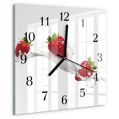 Wanduhr aus glas Erdbeere