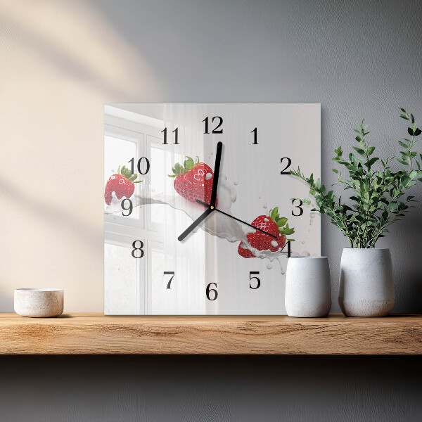 Wanduhr aus glas Erdbeere