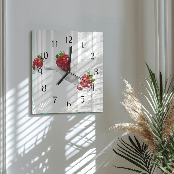Wanduhr aus glas Erdbeere