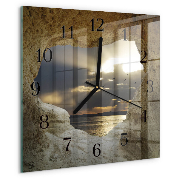 Wanduhr aus glas Herz im Felsen