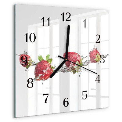Wanduhr aus glas Erdbeeren in Wasser