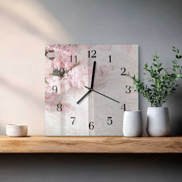 Wanduhr aus glas Blumen