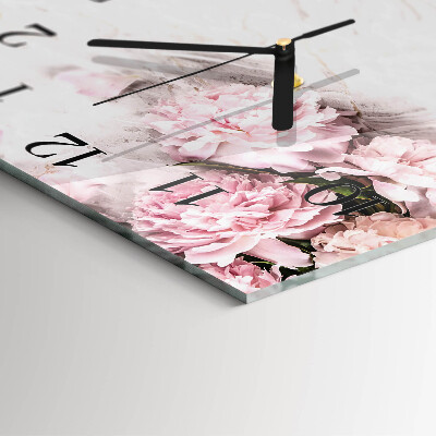 Wanduhr aus glas Blumen