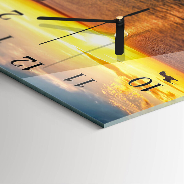 Wanduhr aus glas Sonnenuntergang