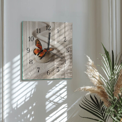 Wanduhr aus glas Schmetterling
