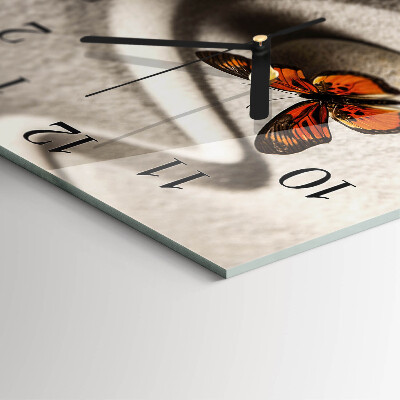 Wanduhr aus glas Schmetterling
