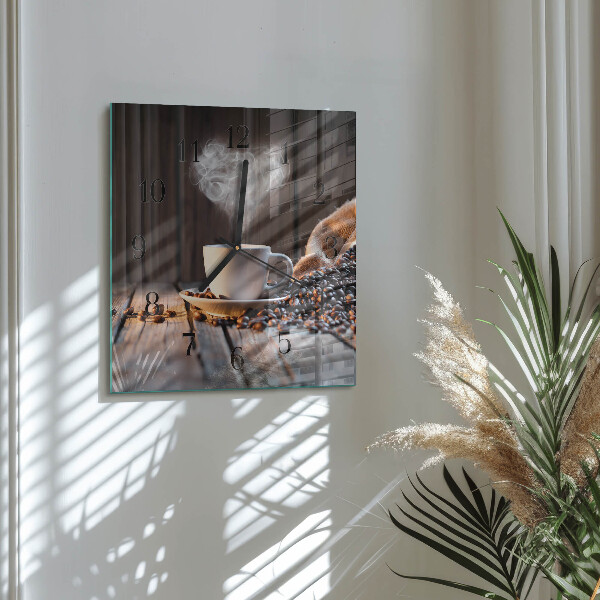 Wanduhr aus glas Kaffeeliebe