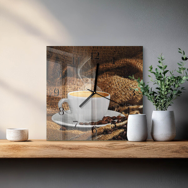 Wanduhr aus glas Kaffeebohnen