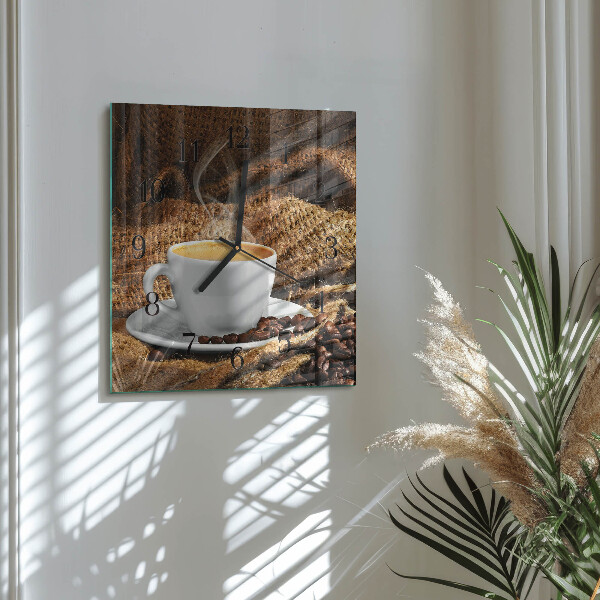 Wanduhr aus glas Kaffeebohnen