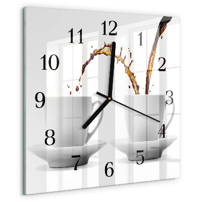 Wanduhr aus glas Tassen Kaffee