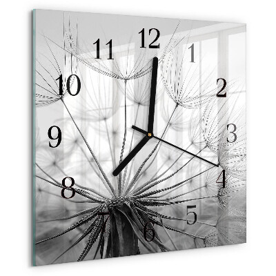 Wanduhr aus glas Löwenzahn