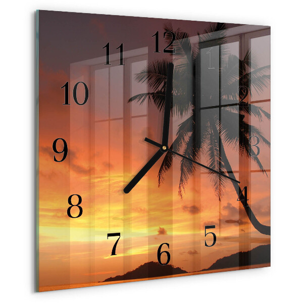 Wanduhr aus glas Palme