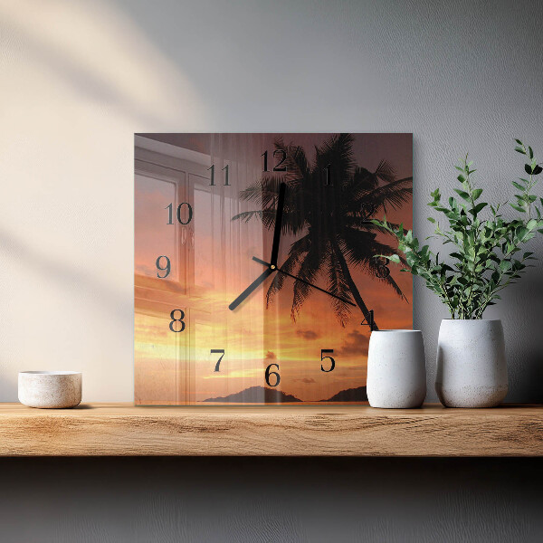 Wanduhr aus glas Palme