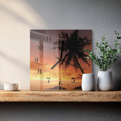Wanduhr aus glas Palme