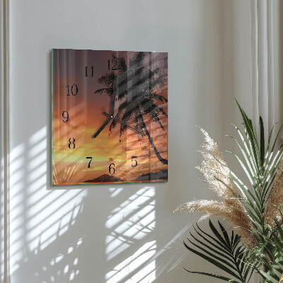 Wanduhr aus glas Palme