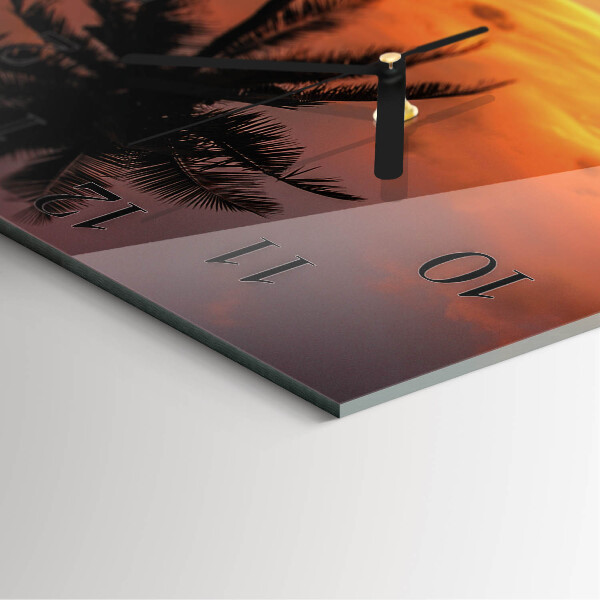 Wanduhr aus glas Palme