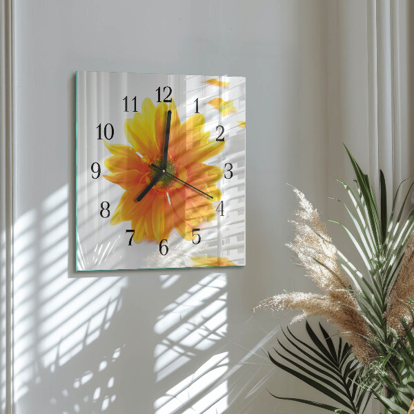 Wanduhr aus glas Blume