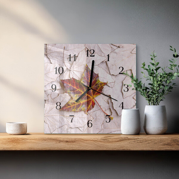 Wanduhr aus glas Ahornblatt