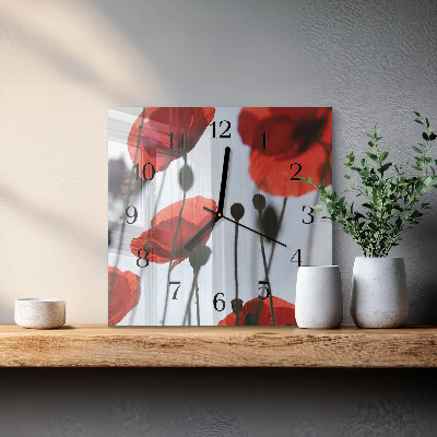 Wanduhr aus glas Mohn