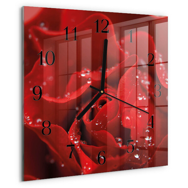 Wanduhr aus glas Rose
