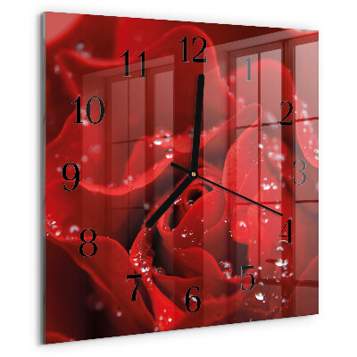 Wanduhr aus glas Rose