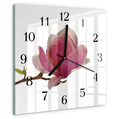 Wanduhr aus glas Magnolienblüte