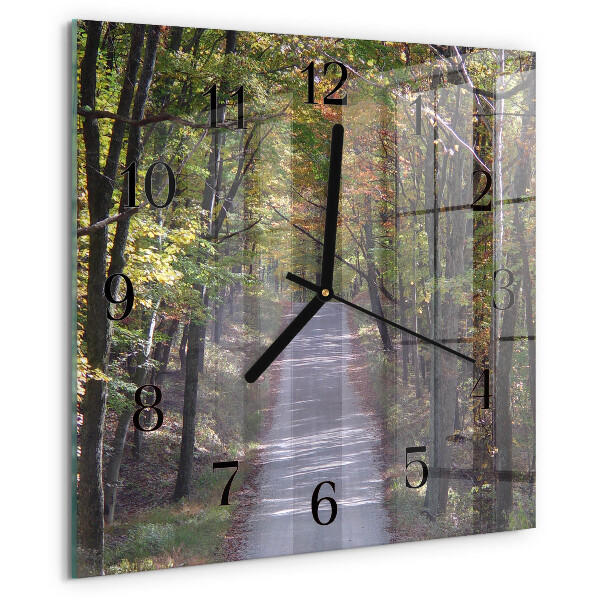 Wanduhr aus glas Waldweg