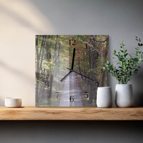 Wanduhr aus glas Waldweg