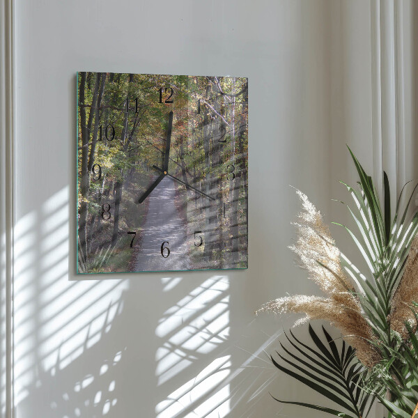 Wanduhr aus glas Waldweg