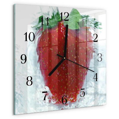 Wanduhr aus glas Erdbeere