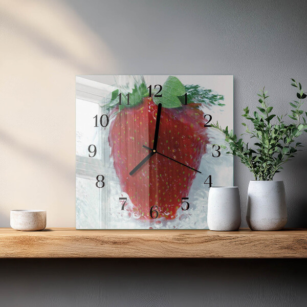 Wanduhr aus glas Erdbeere