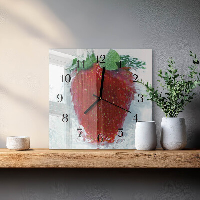Wanduhr aus glas Erdbeere