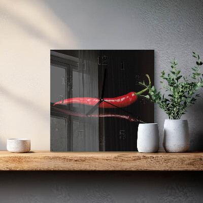 Wanduhr aus glas Chili-Pfeffer