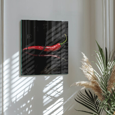 Wanduhr aus glas Chili-Pfeffer