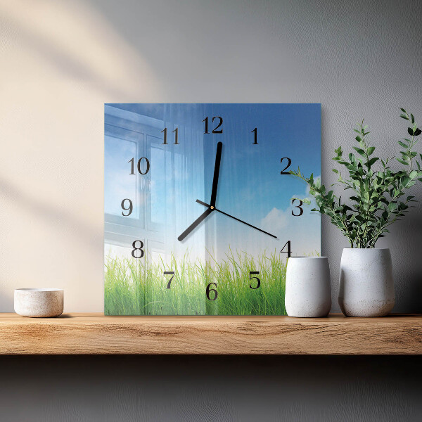 Wanduhr aus glas Gras