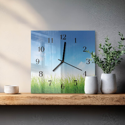 Wanduhr aus glas Gras