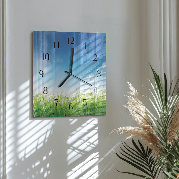 Wanduhr aus glas Gras