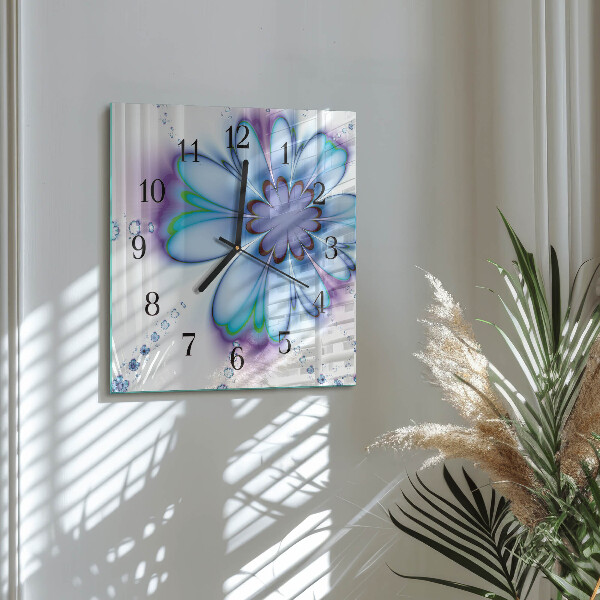 Wanduhr aus glas Blume