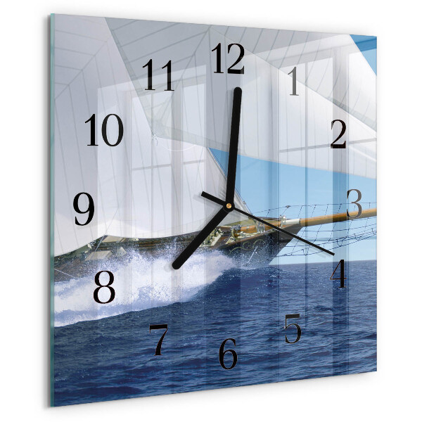 Wanduhr aus glas Segelboot