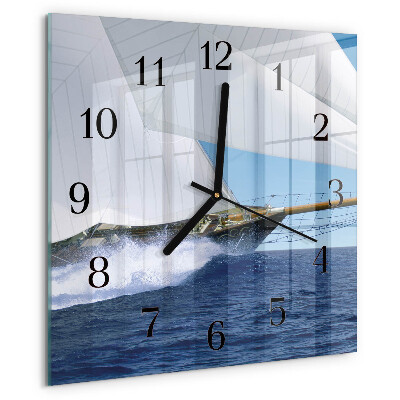 Wanduhr aus glas Segelboot