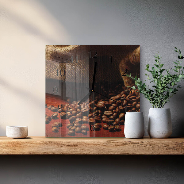 Wanduhr aus glas Kaffeebohnen