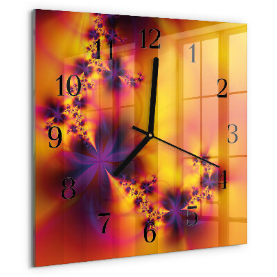 Wanduhr aus glas Blumen