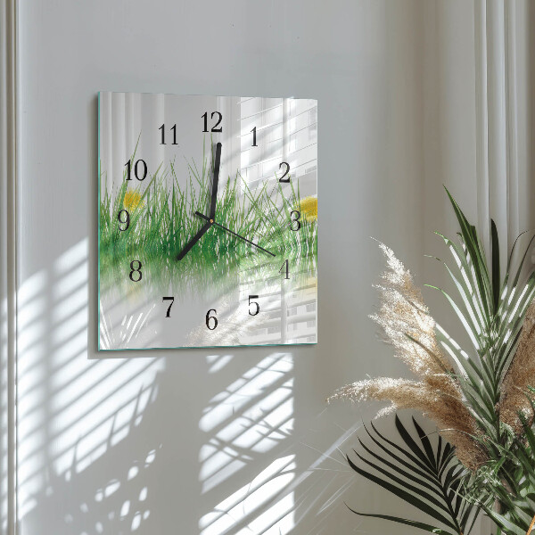 Wanduhr aus glas Gras
