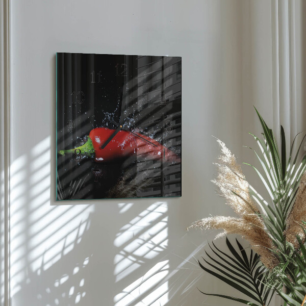 Wanduhr aus glas Chilischoten