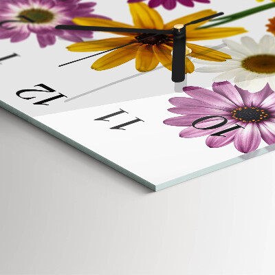 Wanduhr aus glas Blumen
