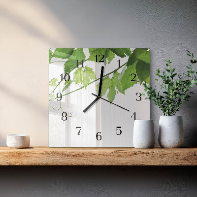 Wanduhr aus glas Blätter